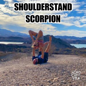 Shoulderstand Scorpion Supported - Acro Yoga 757 Pose Jeff Miller & Maddie Mograbi